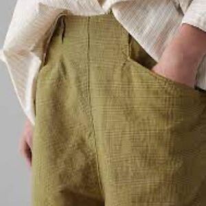 Alix Cotton Check Trousers | Golden Olive, Medium